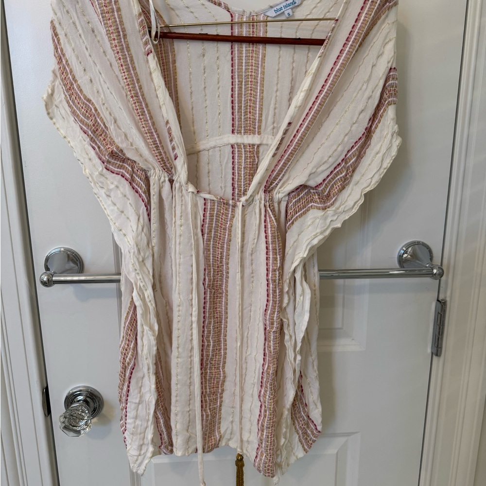 Blue Island Multicolor Patterned beach coverup Top